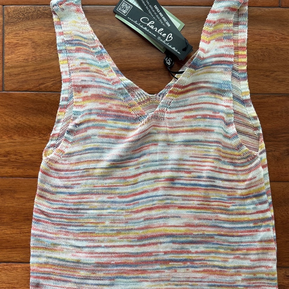 NWT Charlie B Space Dye Camisole Size Small Multicolor Striped Knit Tank Top - Picture 3 of 8
